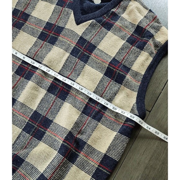 Vtg Peter Scott Scotland Lambswool Sweater Vest Plaid Academia Perry Golf Sz L - Picture 5 of 8